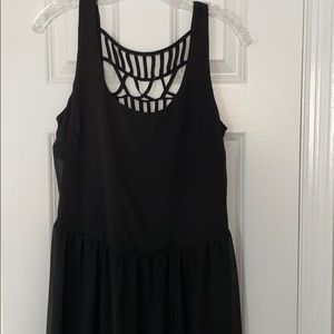Black sheer overlay highlow dress cage back